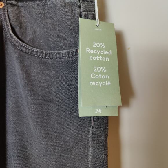 NWT H&M Womens Sz 18 Black Loose Mom Jean Baggy Ultra High Rise Ankle Denim Plus - Picture 3 of 7